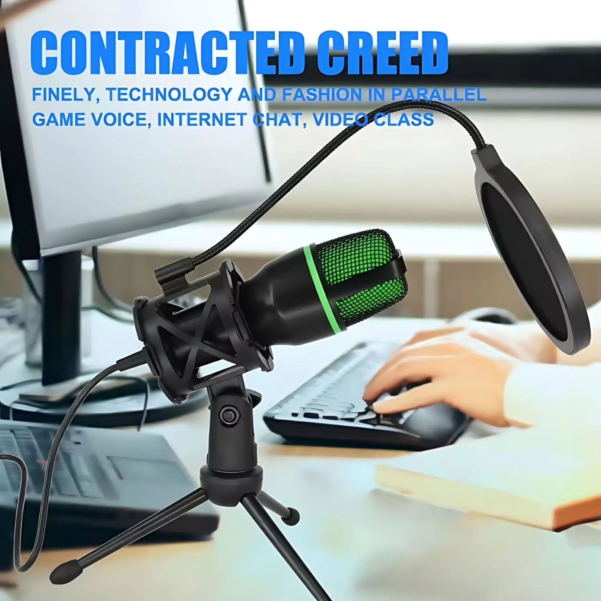 전문가용 USB 콘덴서 마이크 키트, RGB 조명 삼각 - Pc Gaming Youtube 리뷰 및 가격