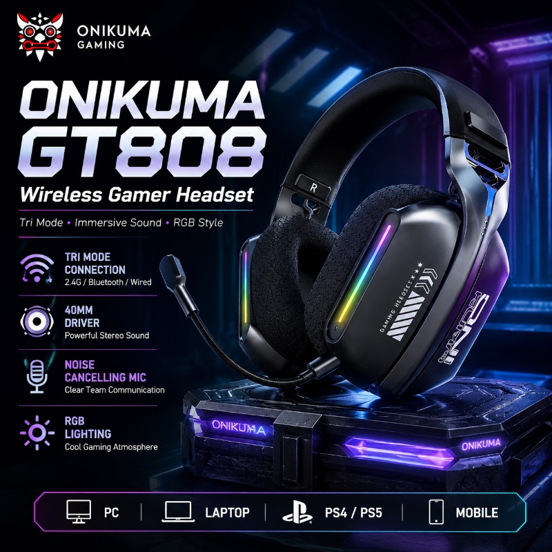 ONIKUMA GT808 무선 게임용 헤드셋 트라이 모 - Pc Gaming Apple 리뷰 및 가격