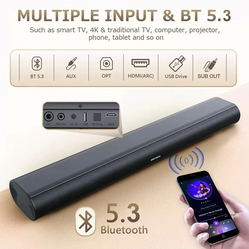 60W 사운드바, TV 오디오용, 블루투스/AUX/HD - Pc Gaming Apple 리뷰 및 가격